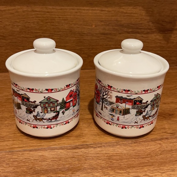 2 set Christmas Jar, cotton, candy, sugar ceramic jar multi use - Picture 1 of 5